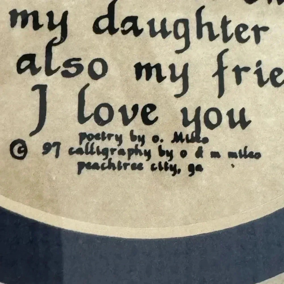 Vintage 1999 Calligraphy Mother to Daughter Poem Framed Artwork Cottagecore - Picture 4 of 9